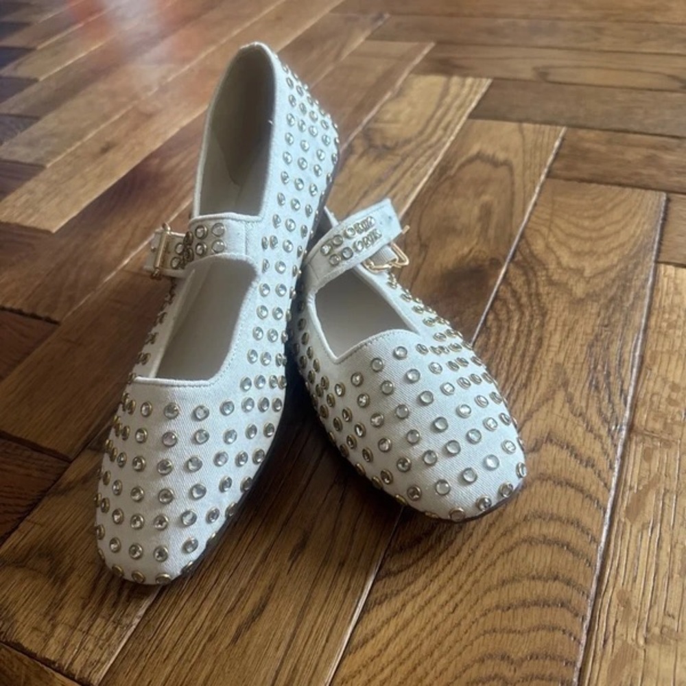 Chic White Studded Flats